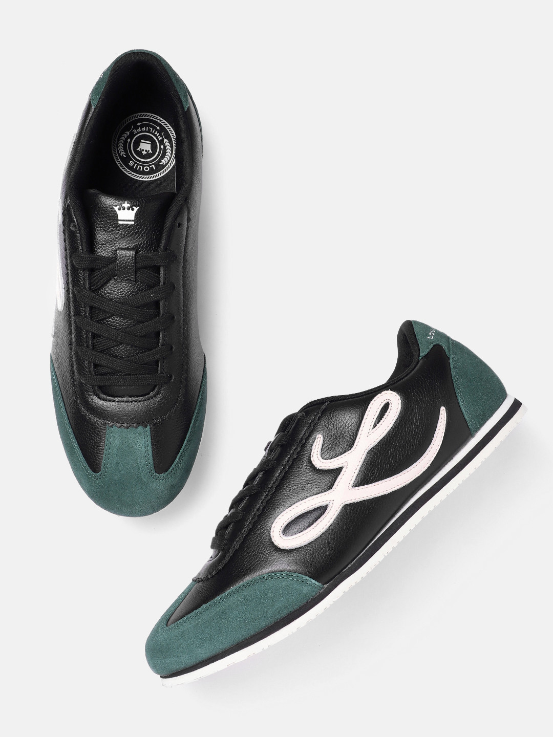 Louis Philippe Sport Men Colourblocked Leather Everyday Sneakers with Brand Logo Detail