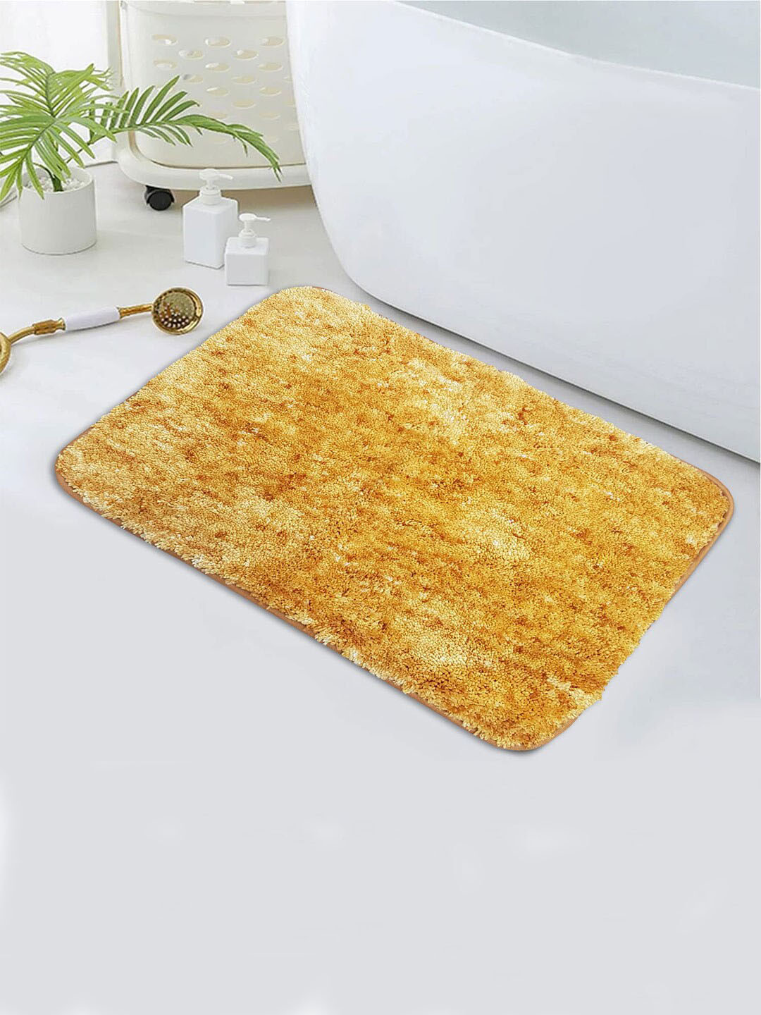 LUXEHOME INTERNATIONAL Golden Self-Designed 2200 GSM Anti-Skid Bath Rug