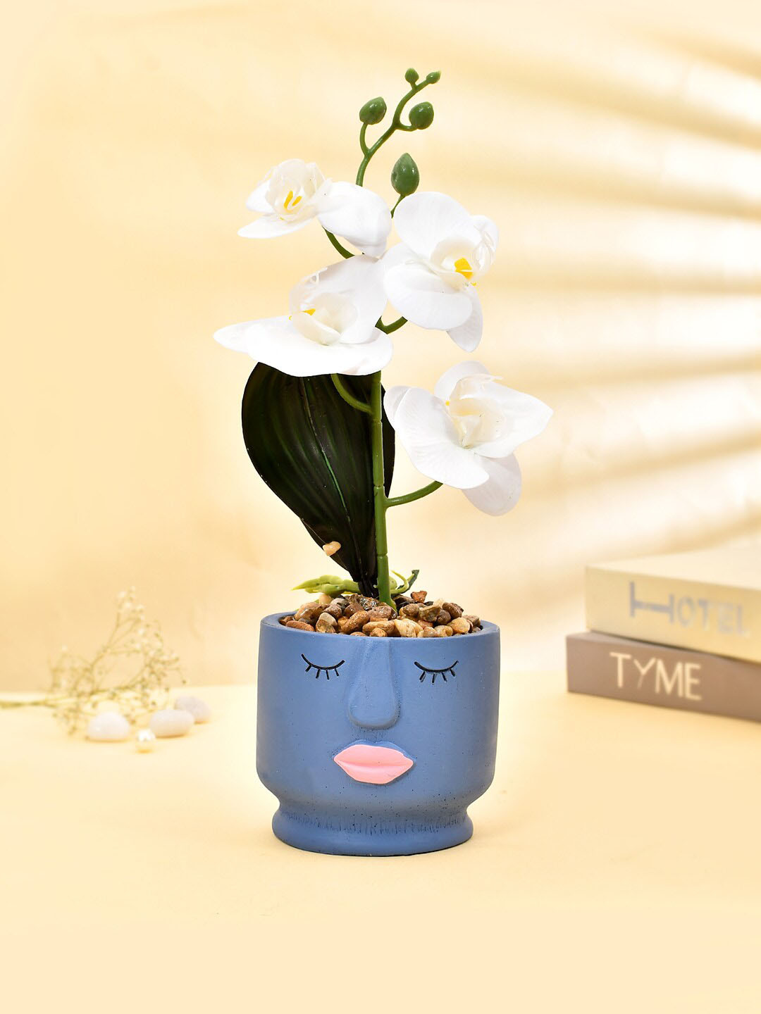 TAYHAA White & Blue Orchids Artificial Flowers & Plants