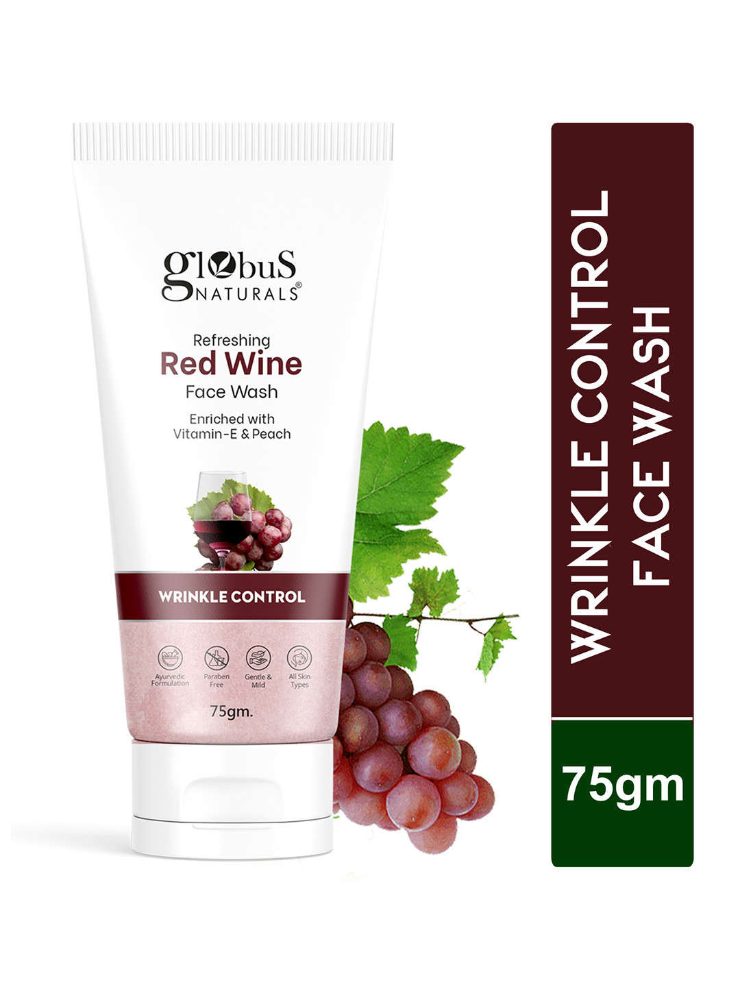 Globus naturals Refreshing Red Wine Face Wash Enriched With Honey - 75g