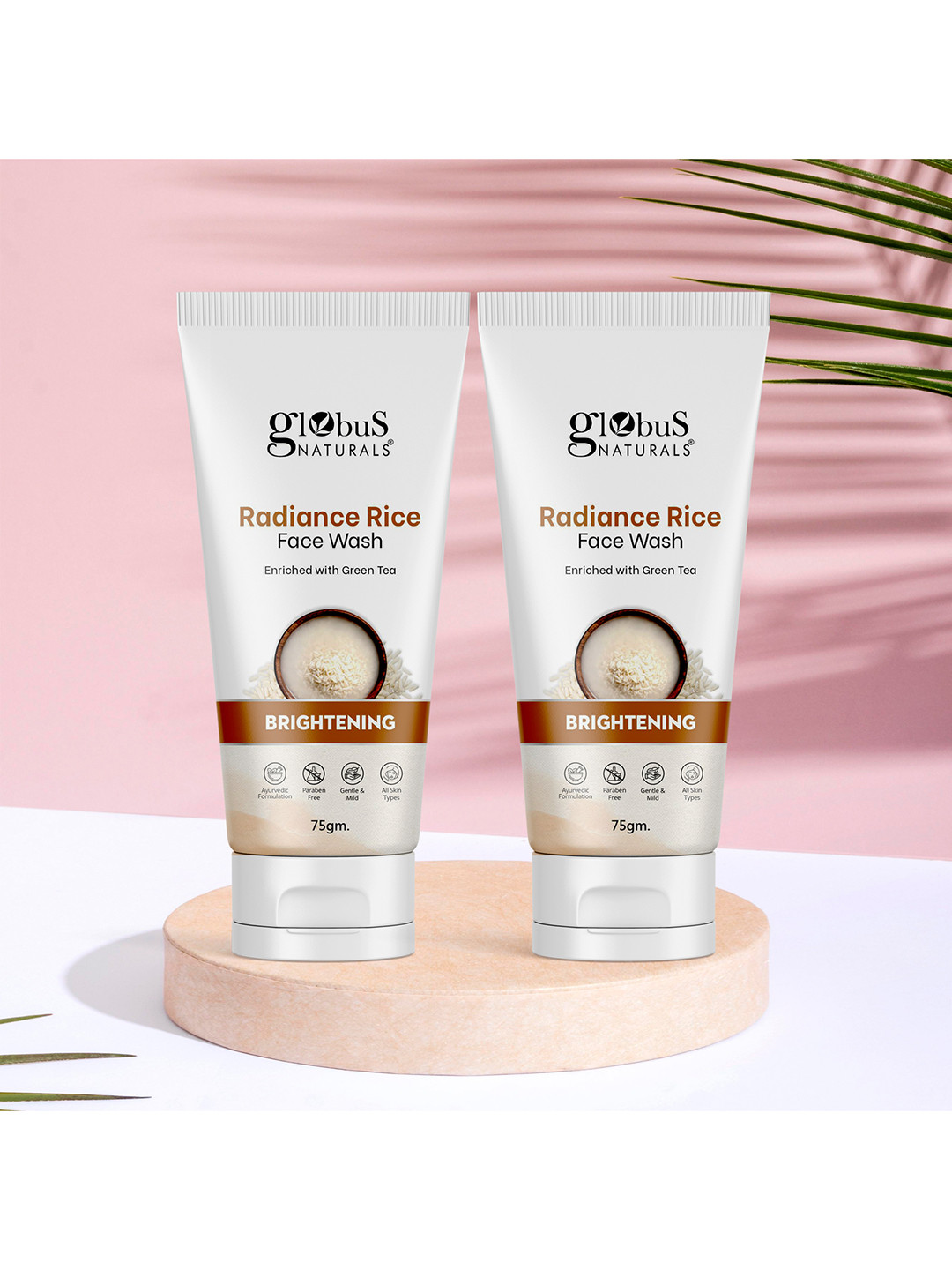 Globus naturals Set Of 2 Radiance Rice Face Wash With Green Tea - 75g Each