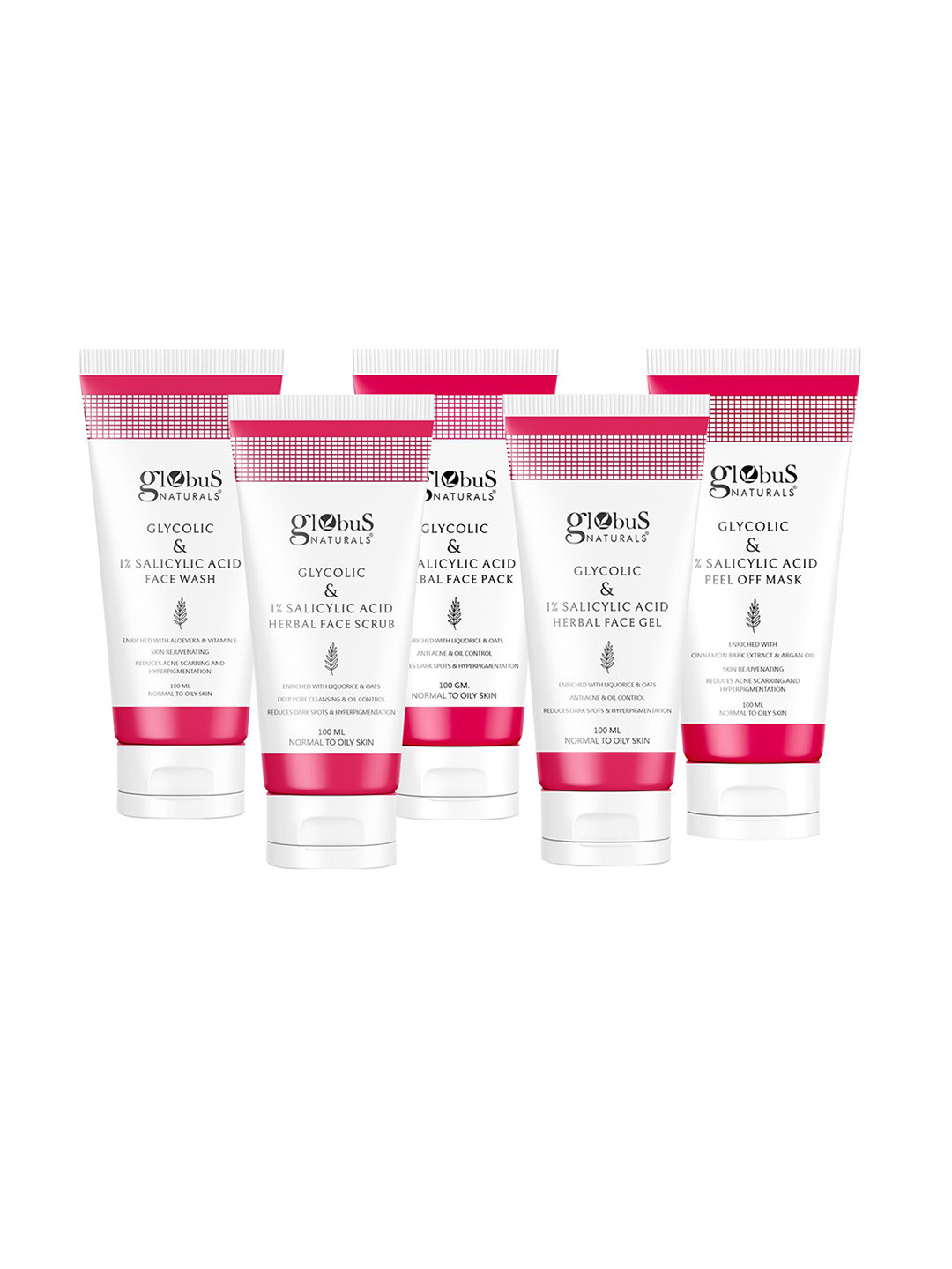 Globus naturals Glycolic & Salicylic Acid Skin Care Combo for Normal & Oily Skin