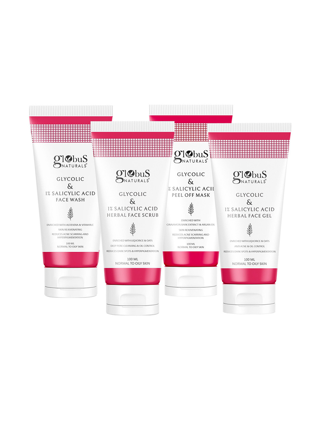 Globus naturals Glycolic & Salicylic Acid Skin Care Combo for Normal & Oily Skin