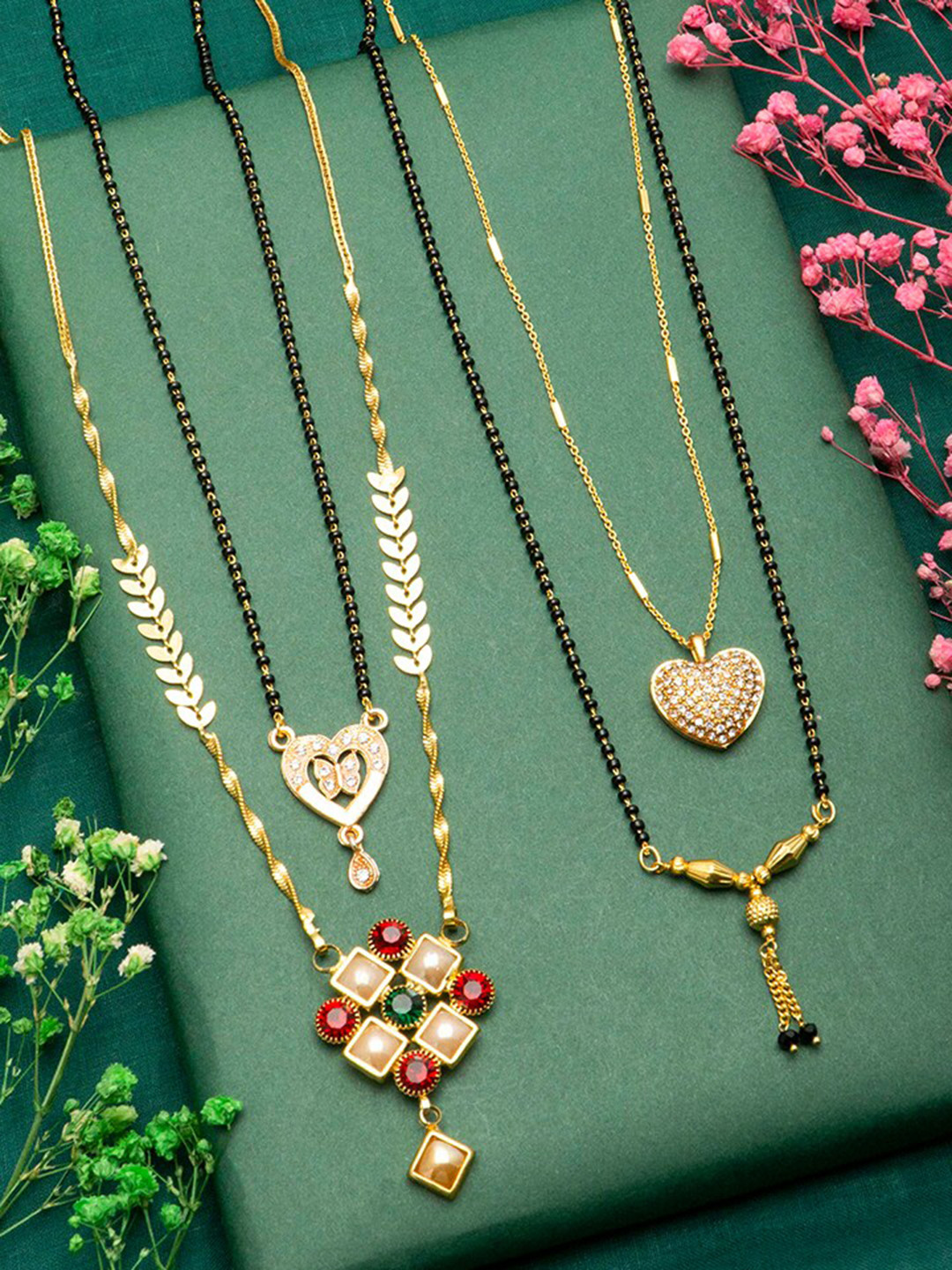 Ramdev Art Fashion Jwellery Set Of 4 Mangalsutra Gold Plated Mangalsutra