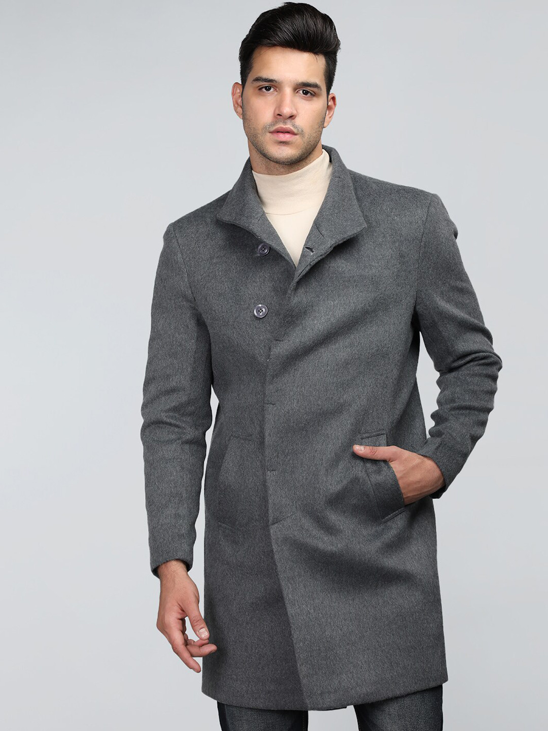 Dlanxa Single-Breasted Spread-Collar Wool Tweed Coat