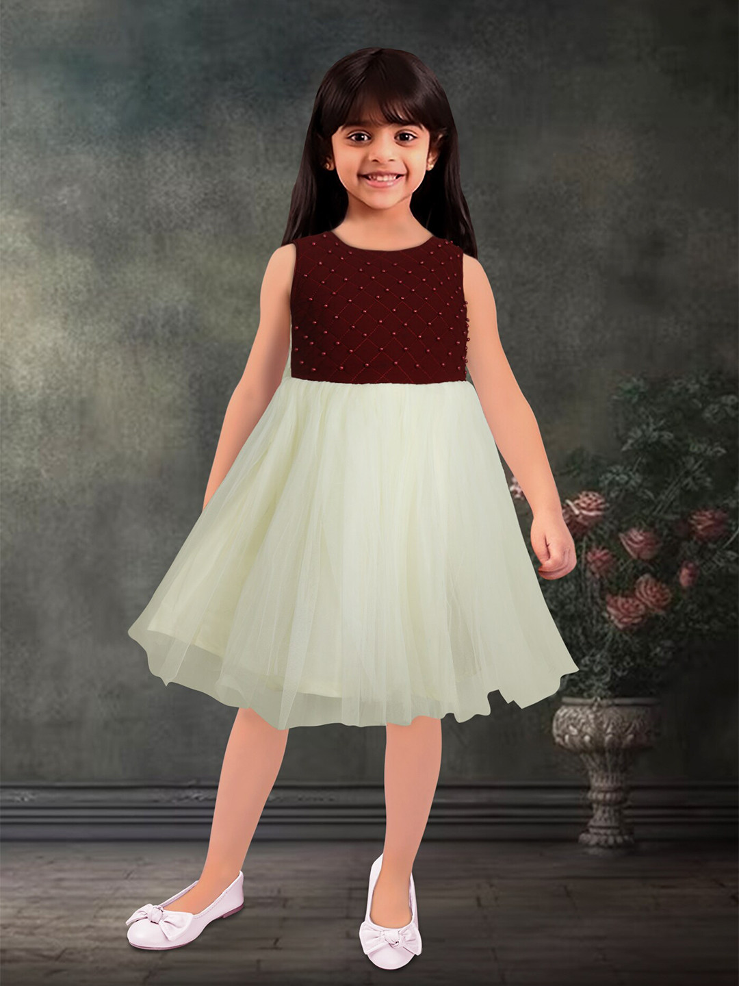Toonyport Girls Embellished Net Tulle Fit & Flare Dress