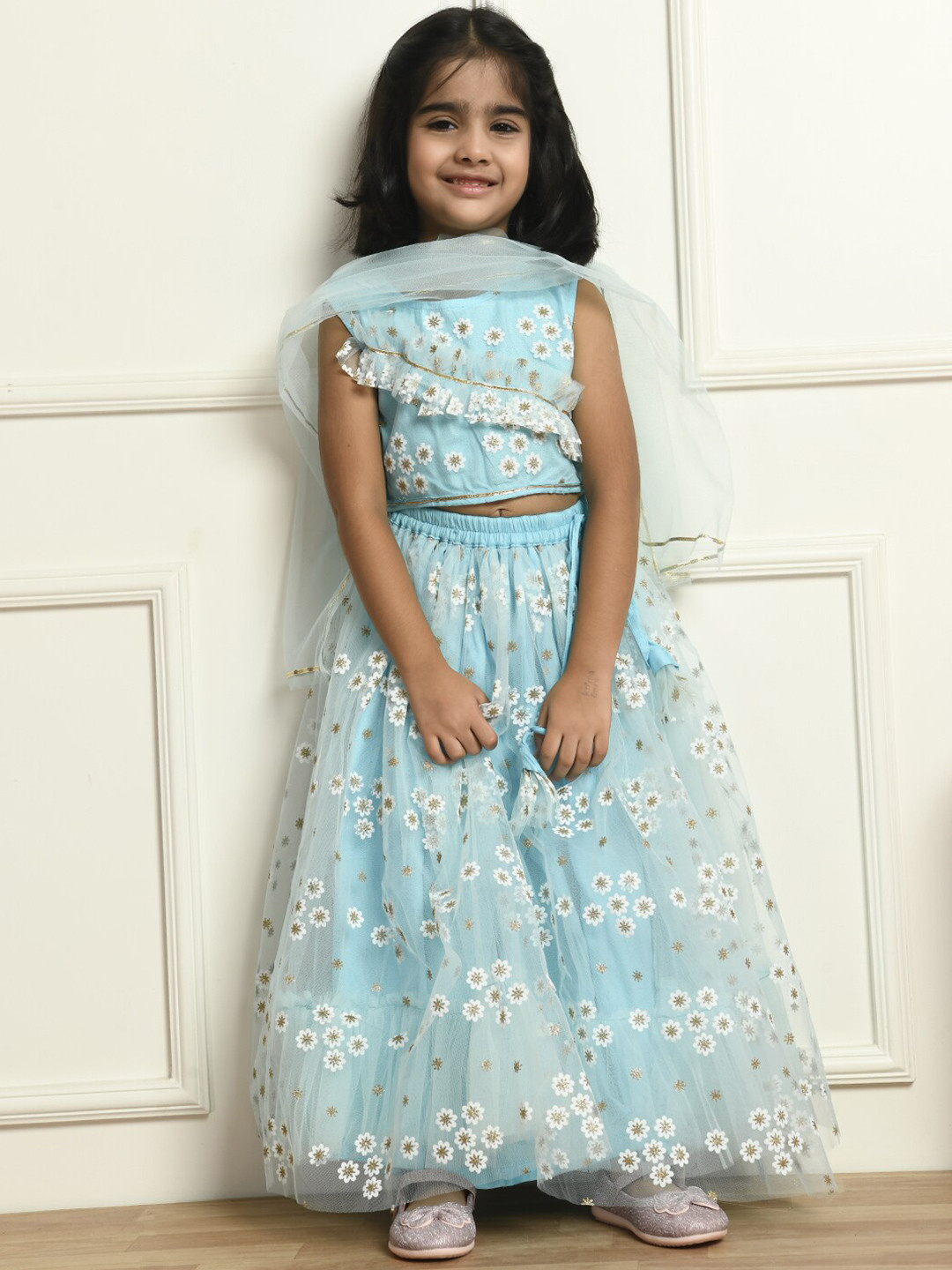 Bella Moda Girls Printed Ready to Wear Lehenga & Blouse With Dupatta