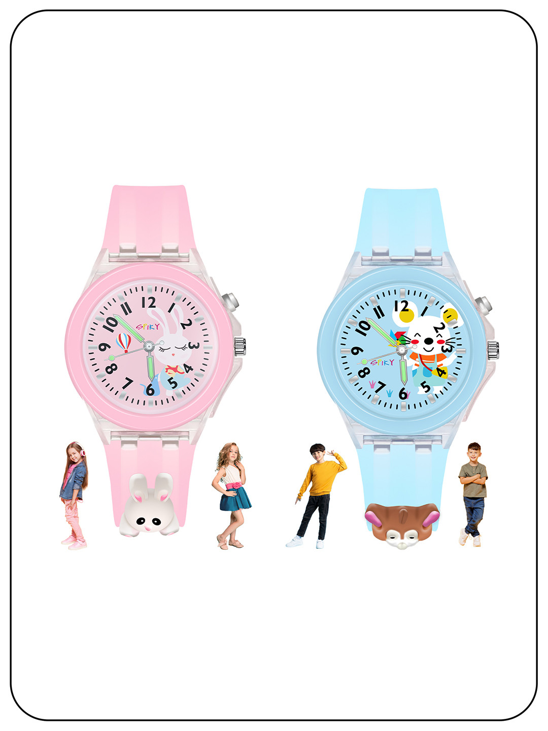 Spiky Kids Set Of 2 Analogue Multi Function Watch Rabbit_BlueMonk_Combo