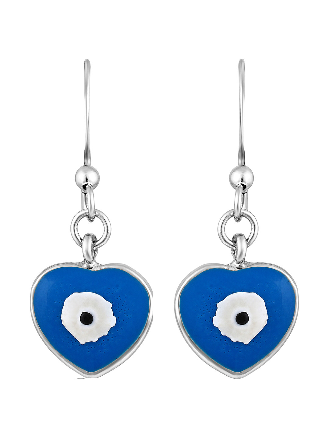 Mahi Meenakari Work Evil Eye and Heart Dangle Earrings