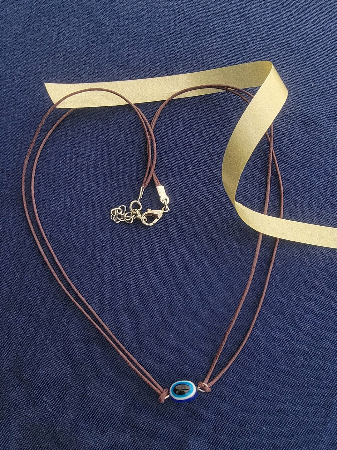 Mahi Rhodium-Plated Evil Eye Adjustable Necklace