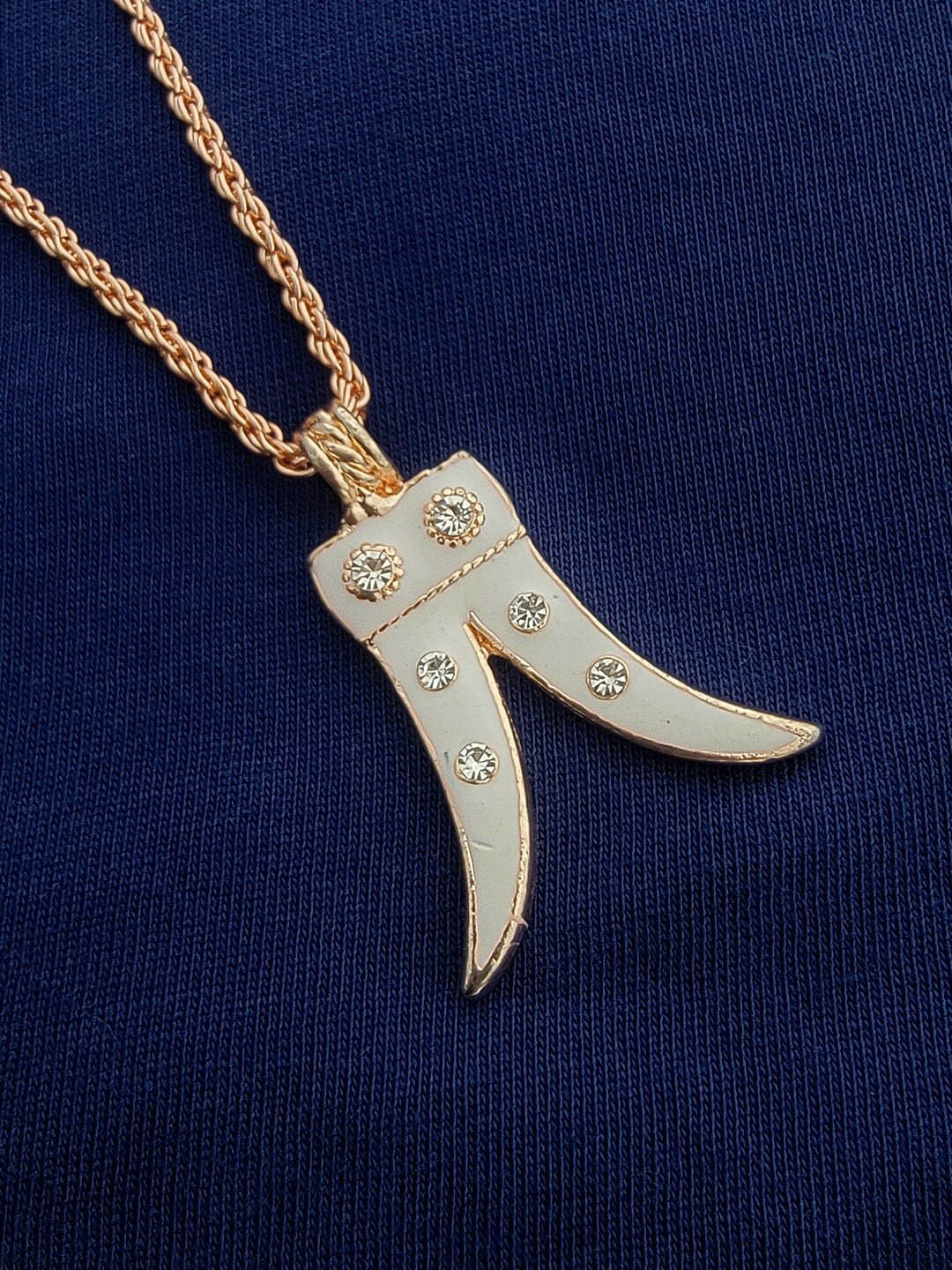 Mahi Alloy Rose Gold-Plated Stone-Studded Pendant