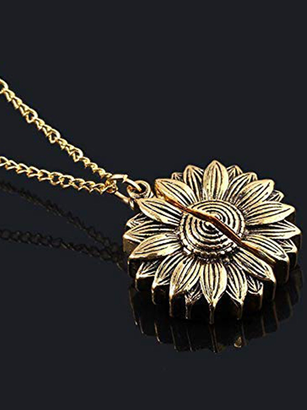 Mahi Gold-Plated Sunshine Engraved Inspirational Pendant