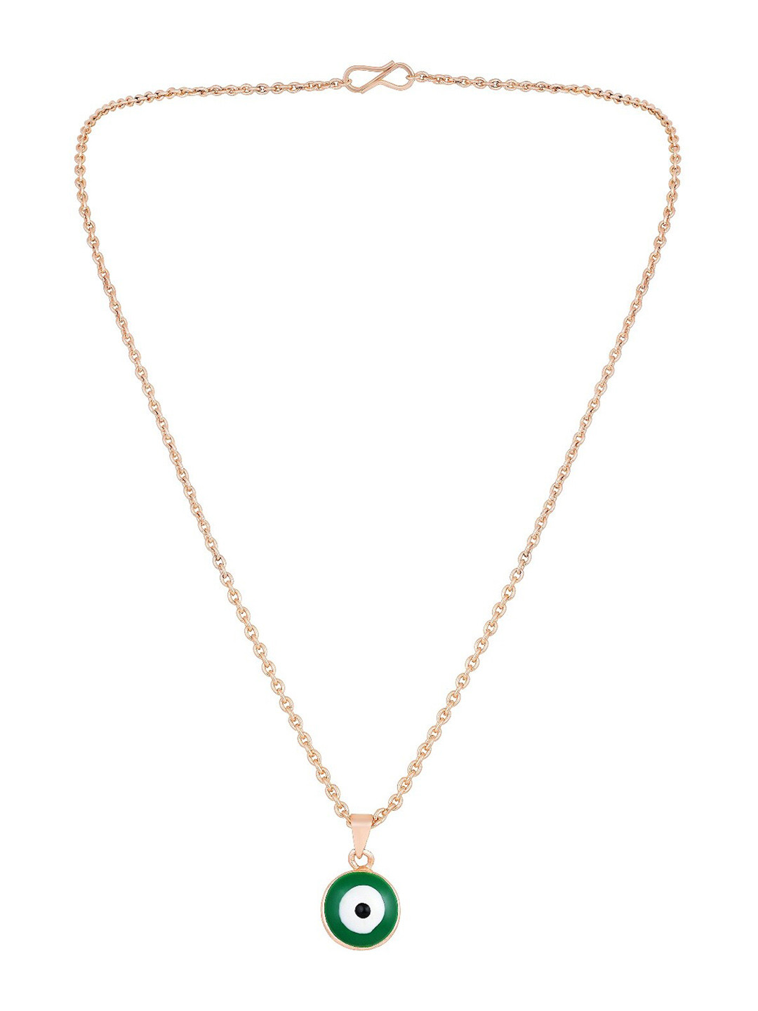Mahi Rose Gold-Plated Evil Eye Pendant With Chain