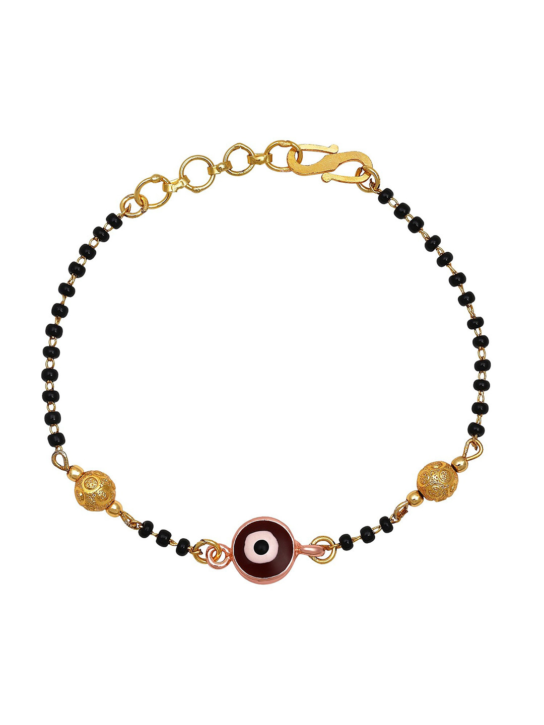 Mahi Gold-Plated Meenakari Work Evil Eye Mangalsutra Bracelet