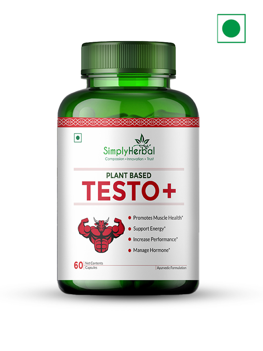 Simply Herbal Testosterone Booster Supplement -  60 Capsules