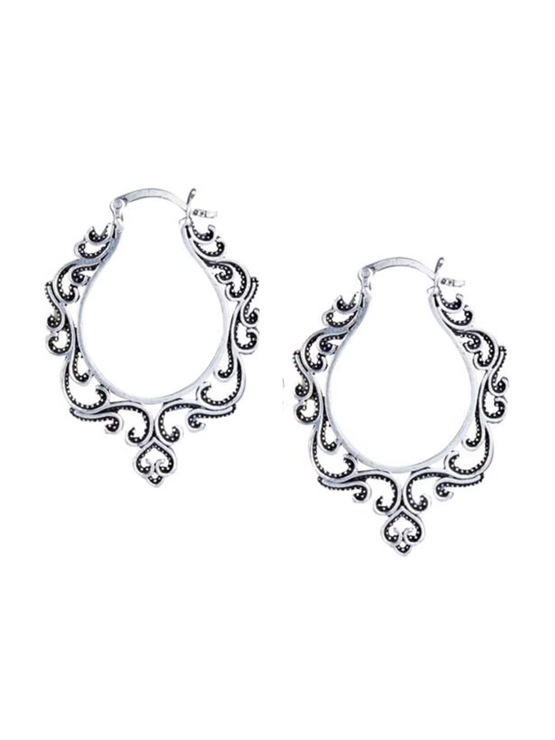 Abhooshan 92.5 Sterling Silver Oxidized Hoop Earrings
