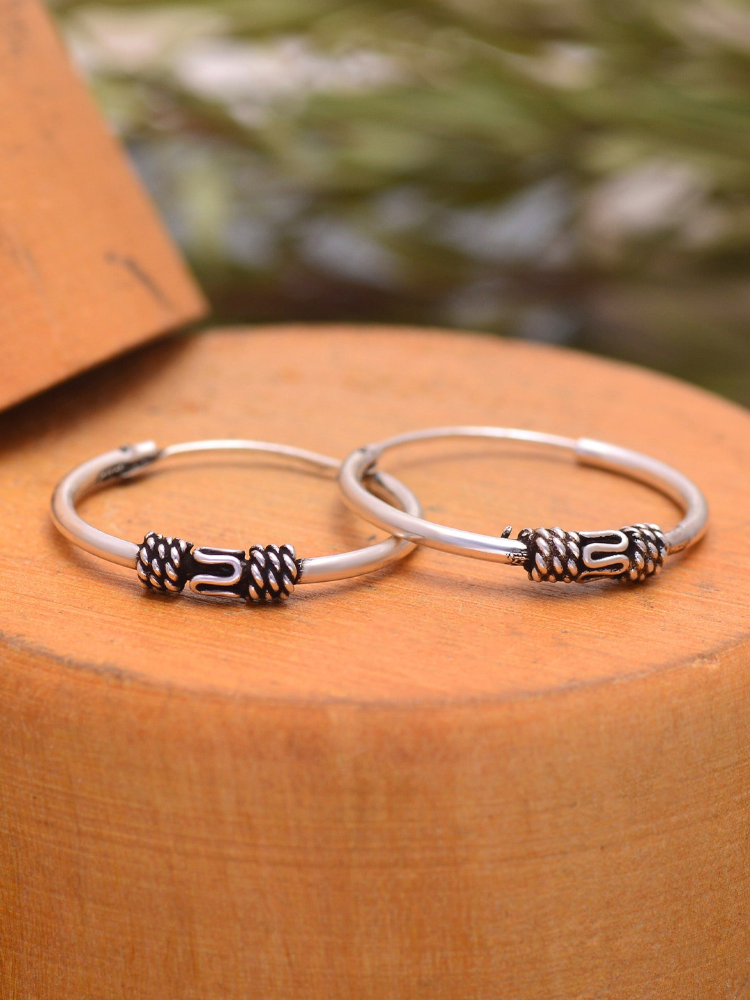 Abhooshan 92.5 Sterling Silver Contemporary Hoop Earrings