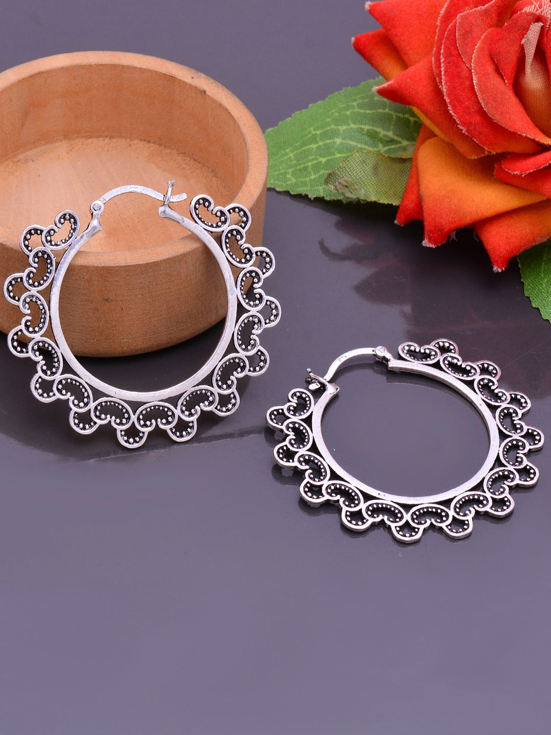 Abhooshan Sterling Silver Circular Hoop Earrings
