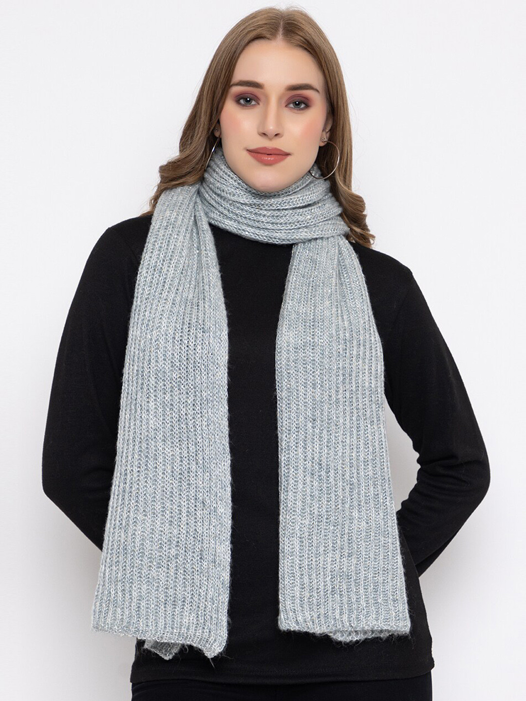 513 Acrylic Knitted Self Textured Plain Mufflers