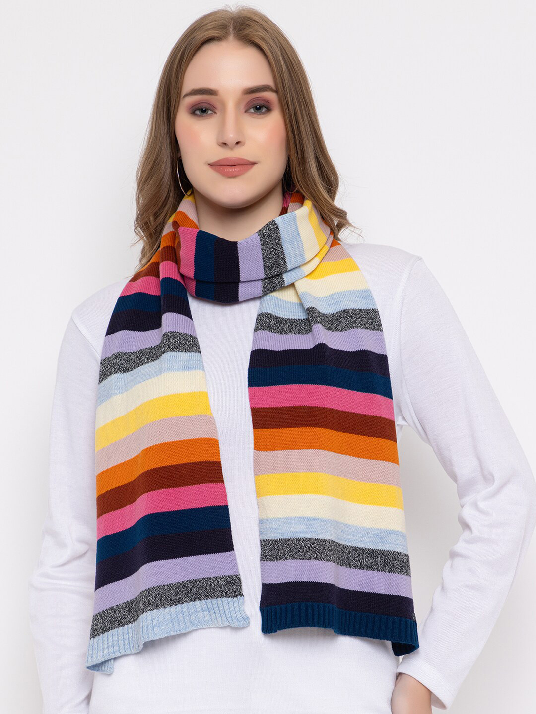 513 Striped Acrylic Knitted Muffler