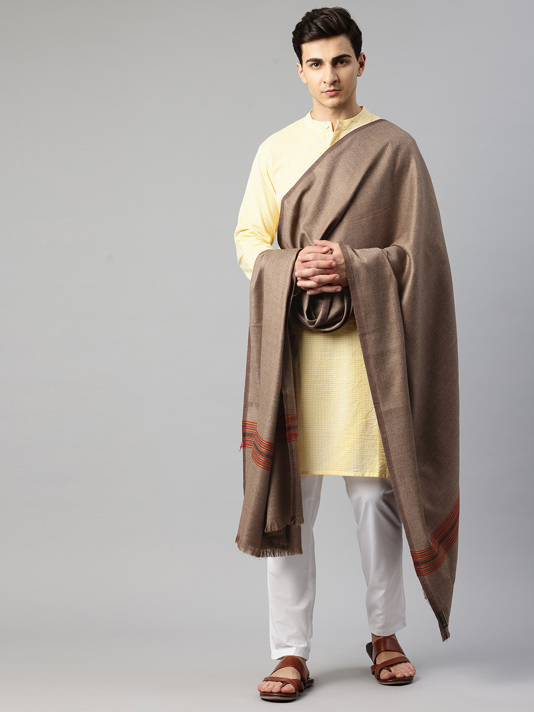 WEAVERS VILLA Men Solid Wool Blend Shawl