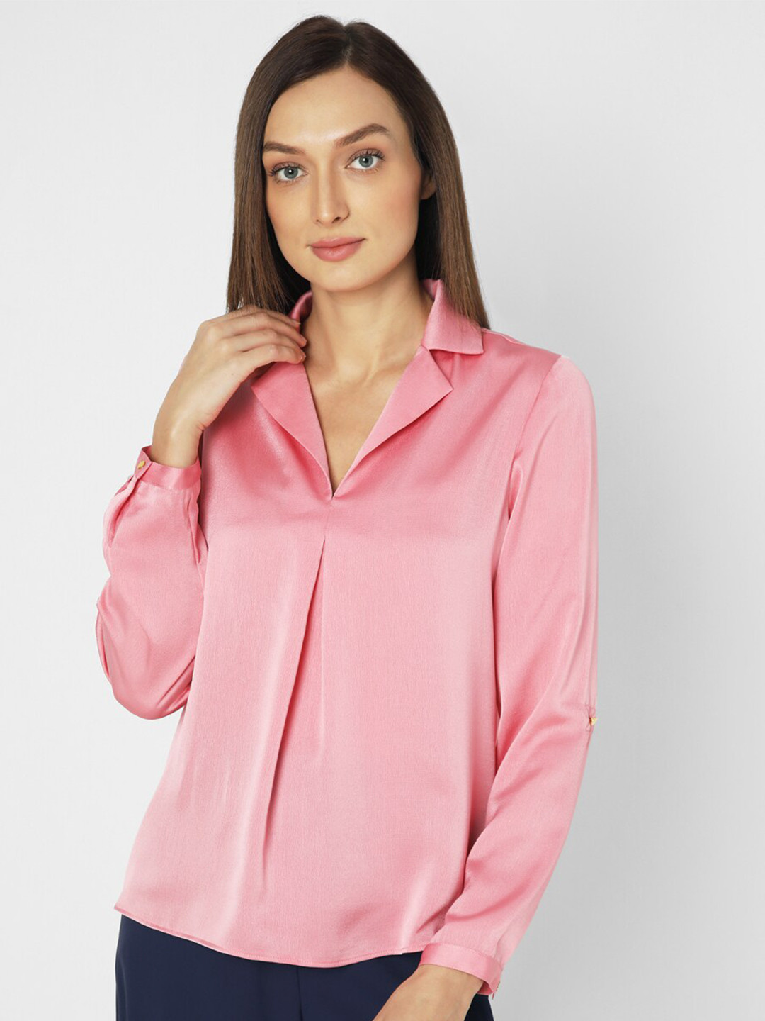 Vero Moda Shirt Collar Satin Shirt Style Top