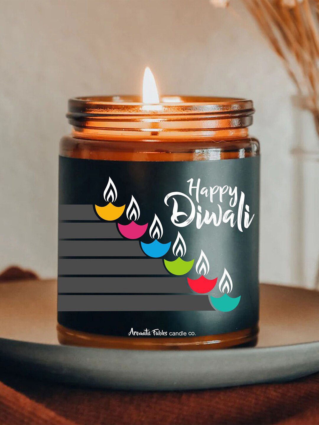 Aromatic Fables Diwali Festive Scented 1 Wick Lily Conversational Geometric Jar Candles