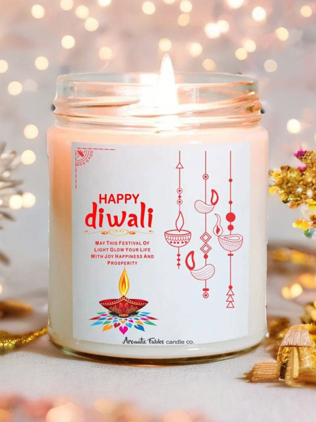 Aromatic Fables Diwali Festive 1 Wick Green Apple Conversational Geometric Jar Candles
