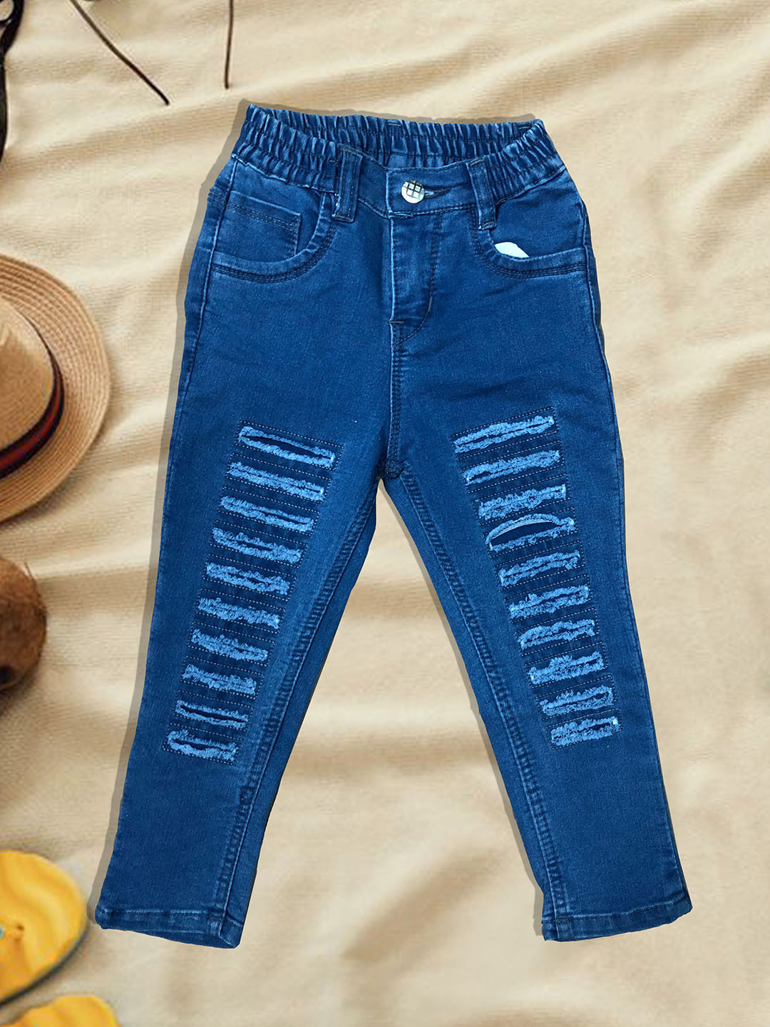 A-Okay Girls Slim Fit High-Rise Dark Shade Highly Distressed Cropped Stretchable Jeans