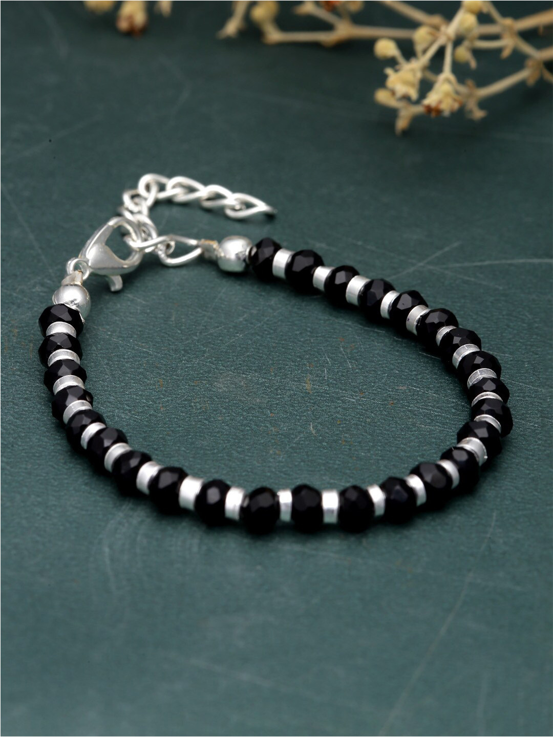 Sanjog Silver Plated Oxidised Evil Link Statement Wraparound Bracelet