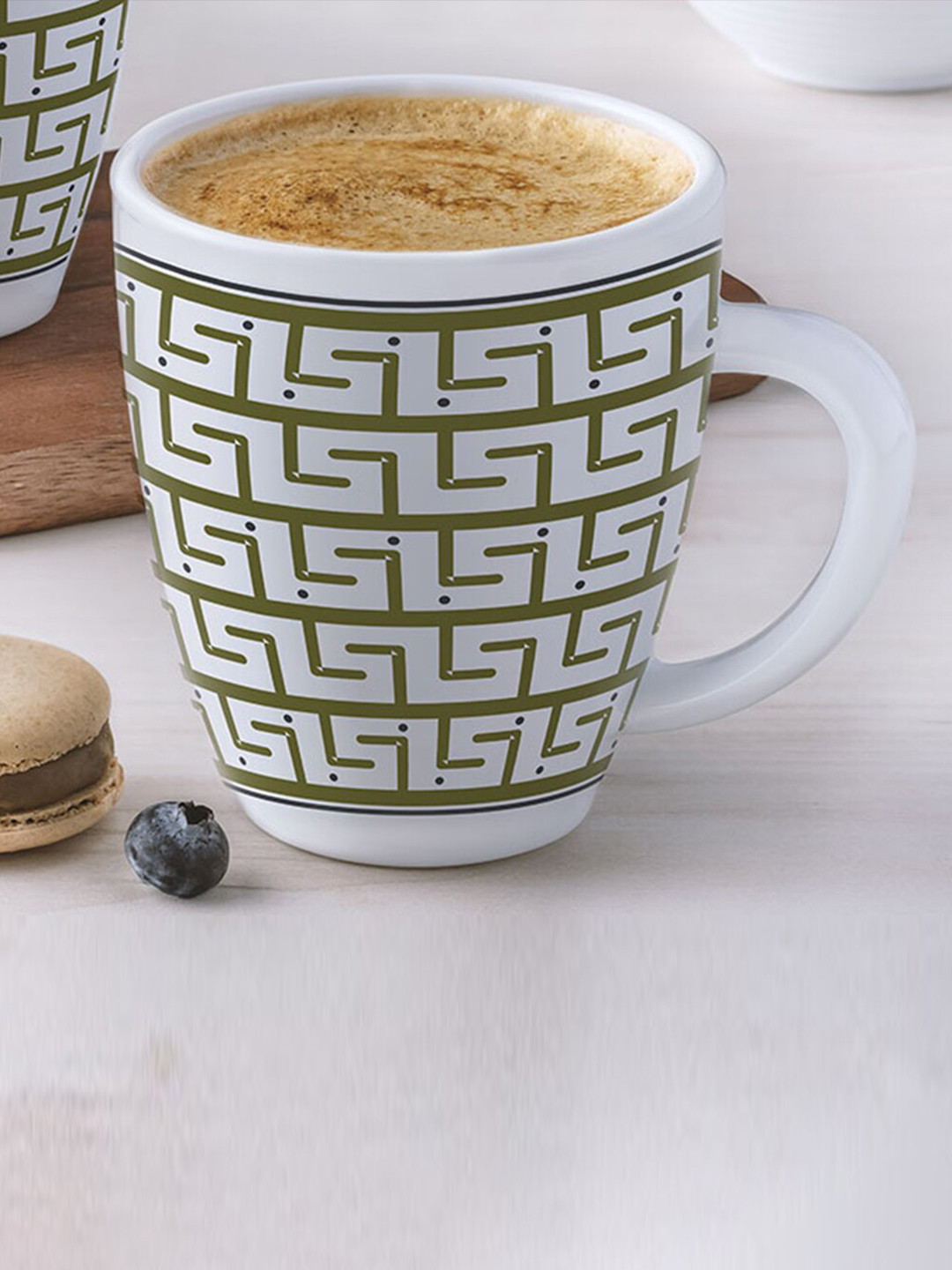 Larah by BOROSIL Advaith Name Personalised White Abstract Opalware Microwave Safe Mug-400ml