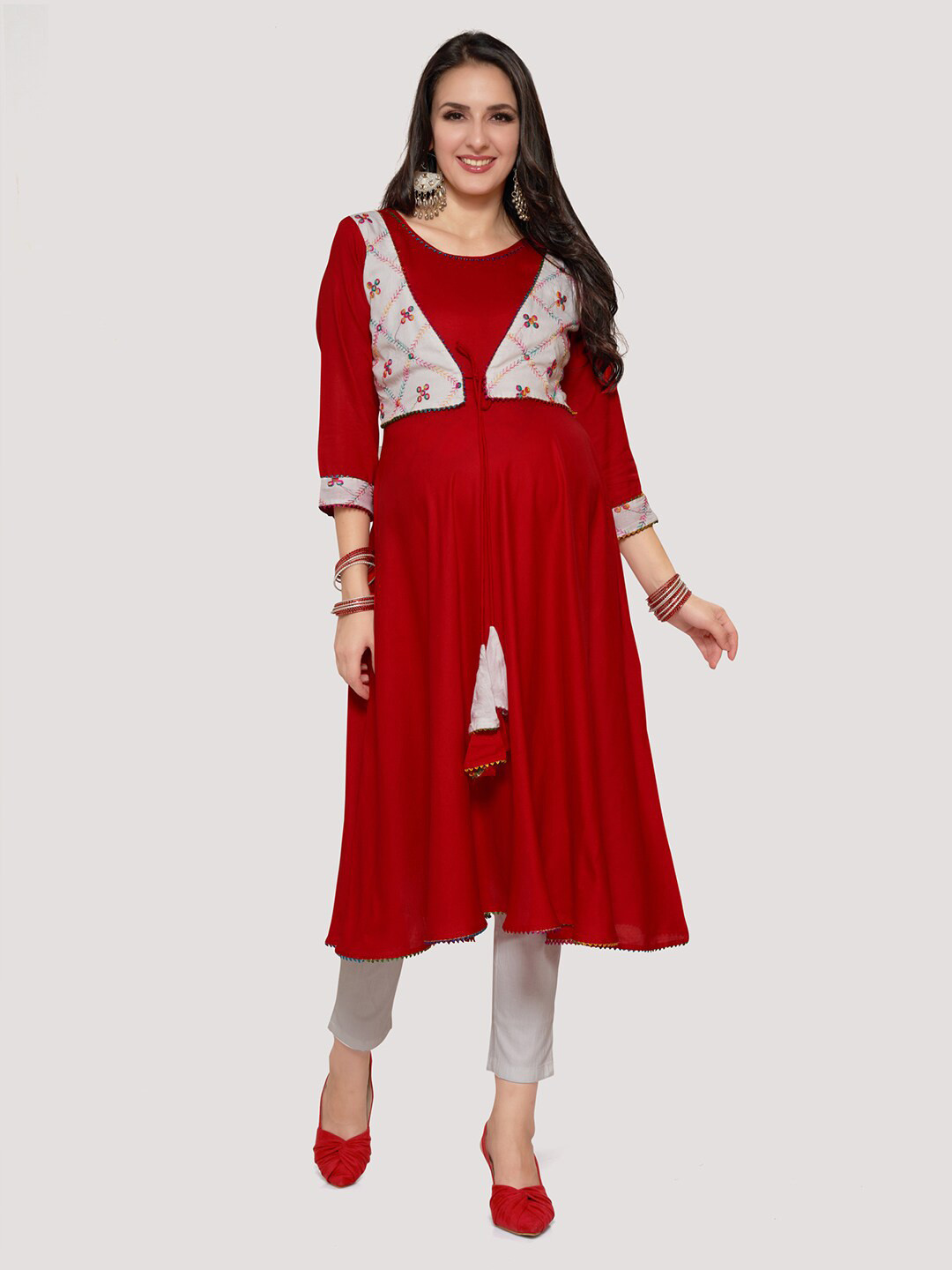 Mom For Sure by Ketki Dalal Thread Work Detail Maternity A-Line Kurta
