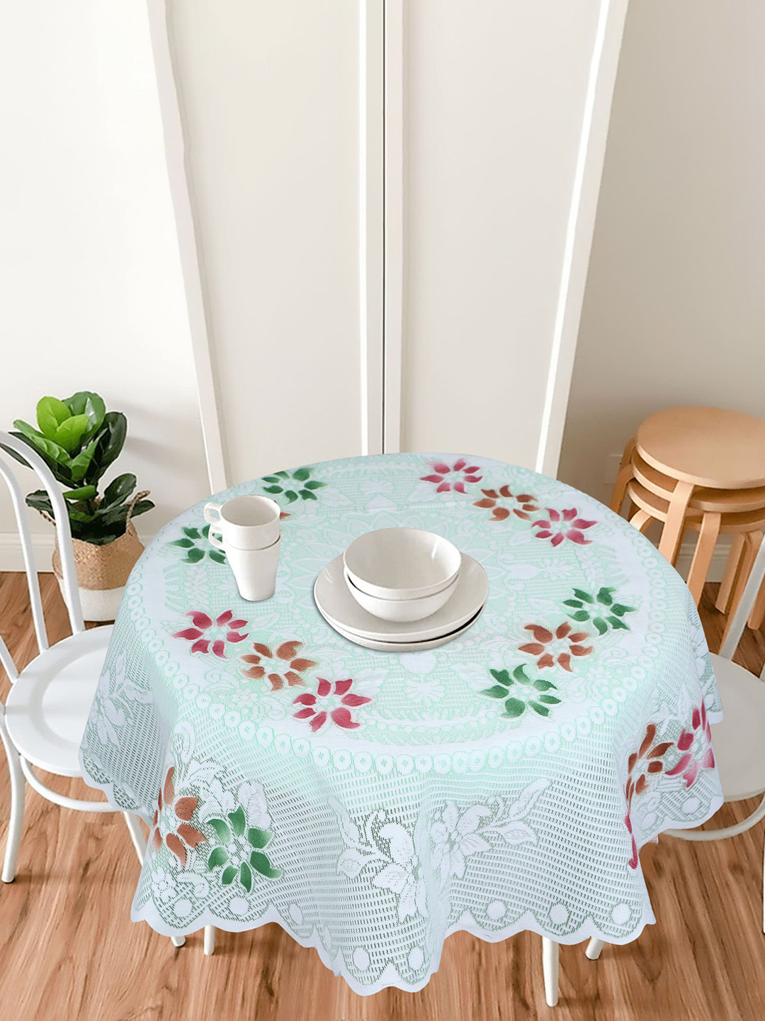 Dakshya Industries Tulip Green Printed Pure Cotton Table Cover