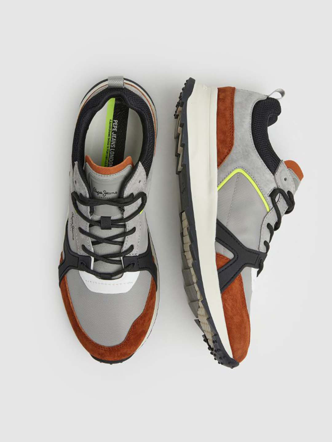 Pepe Jeans Men Joy Tech Colourblocked Suede Comfort Insole Sneakers