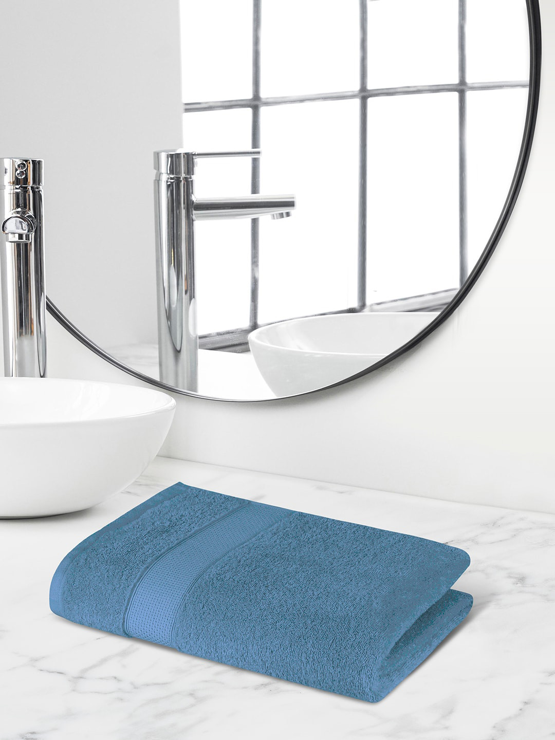 Himeya Blue Self Designed 450 GSM Cotton Bath Towel
