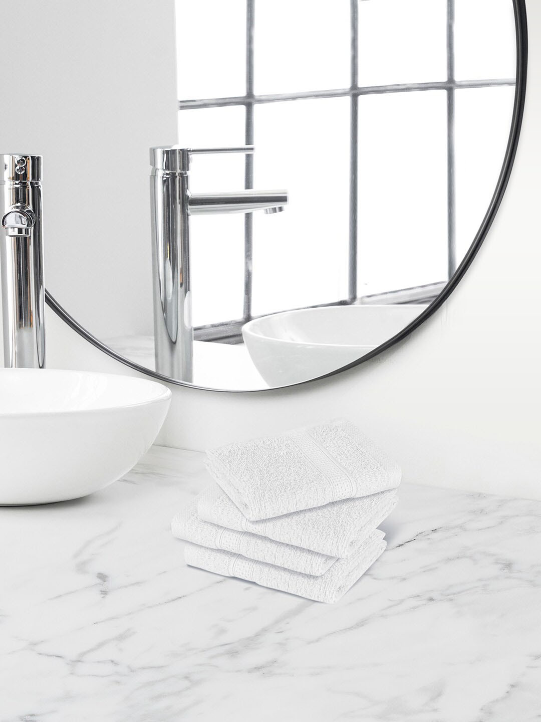 Himeya White 4 Pieces 450 GSM Cotton Reversible Face Towels