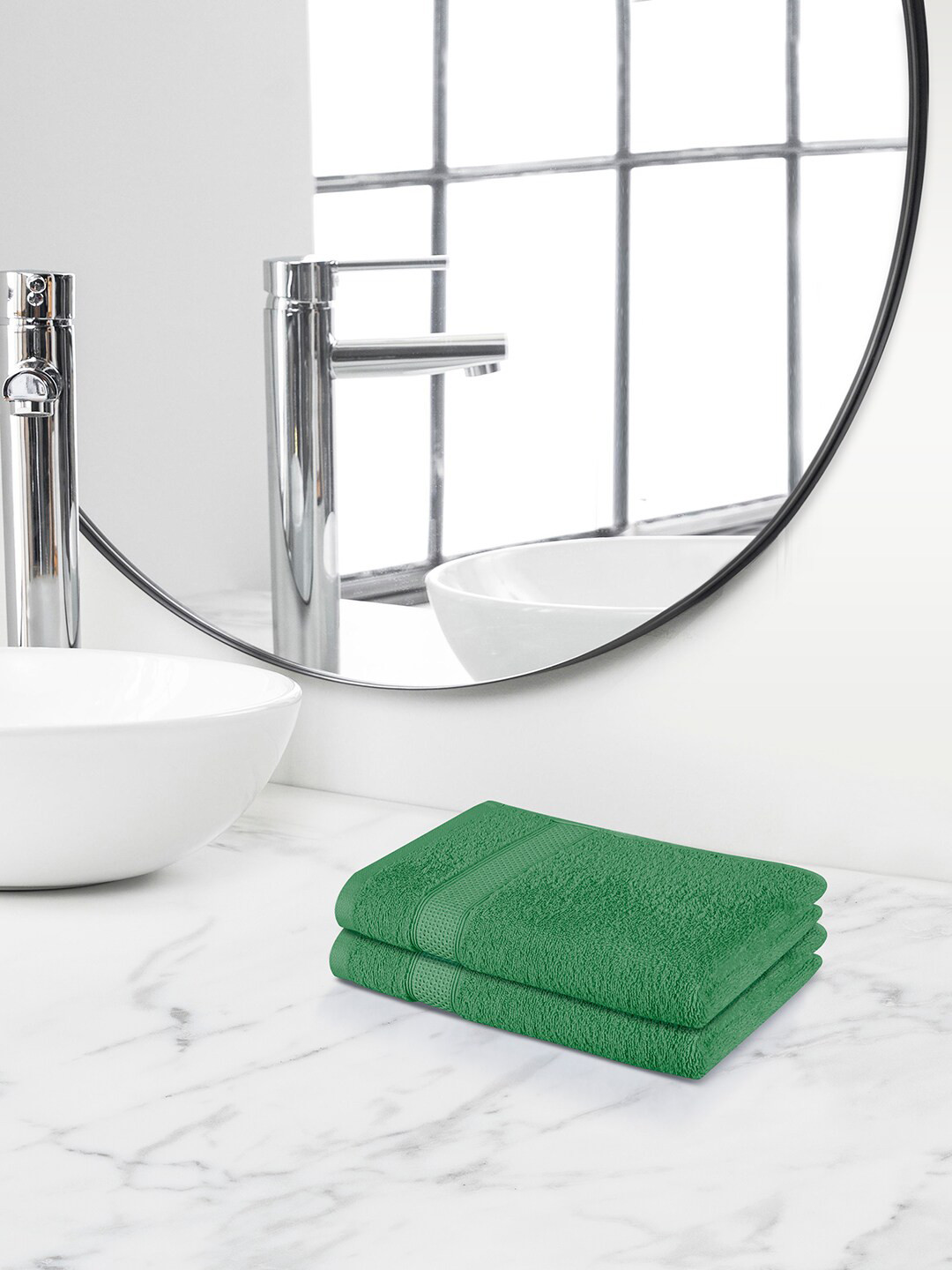 Himeya Sea Green-Colored 2 Pieces Terry Cotton 450 GSM Hand Towel