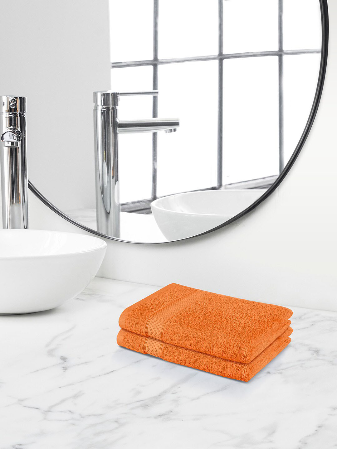 Himeya Orange 2 Pieces Terry Cotton 450 GSM Hand Towels