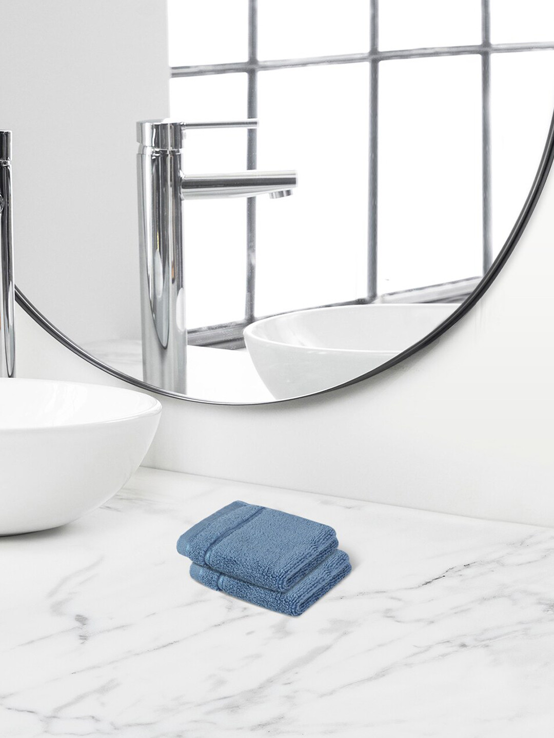 Himeya Slate Blue-Colored 2 Pieces 650 GSM Cotton Face Towels