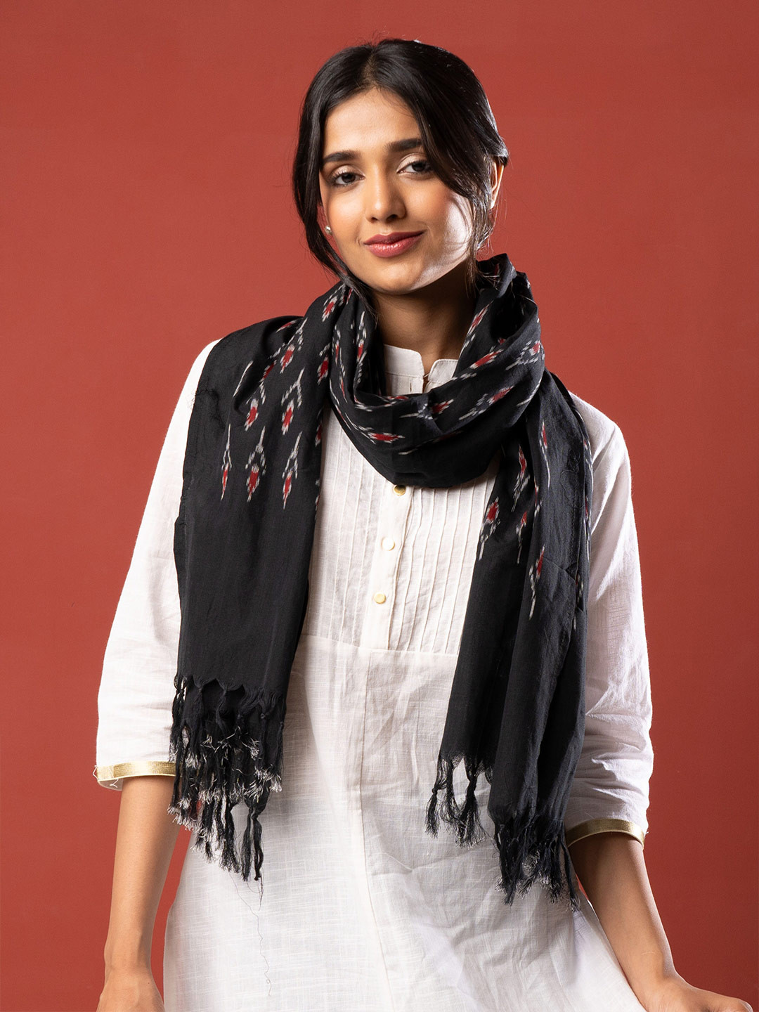 Zouk Printed Myntra Cotton Scarf Buy ZOUK Women White Blue Floral