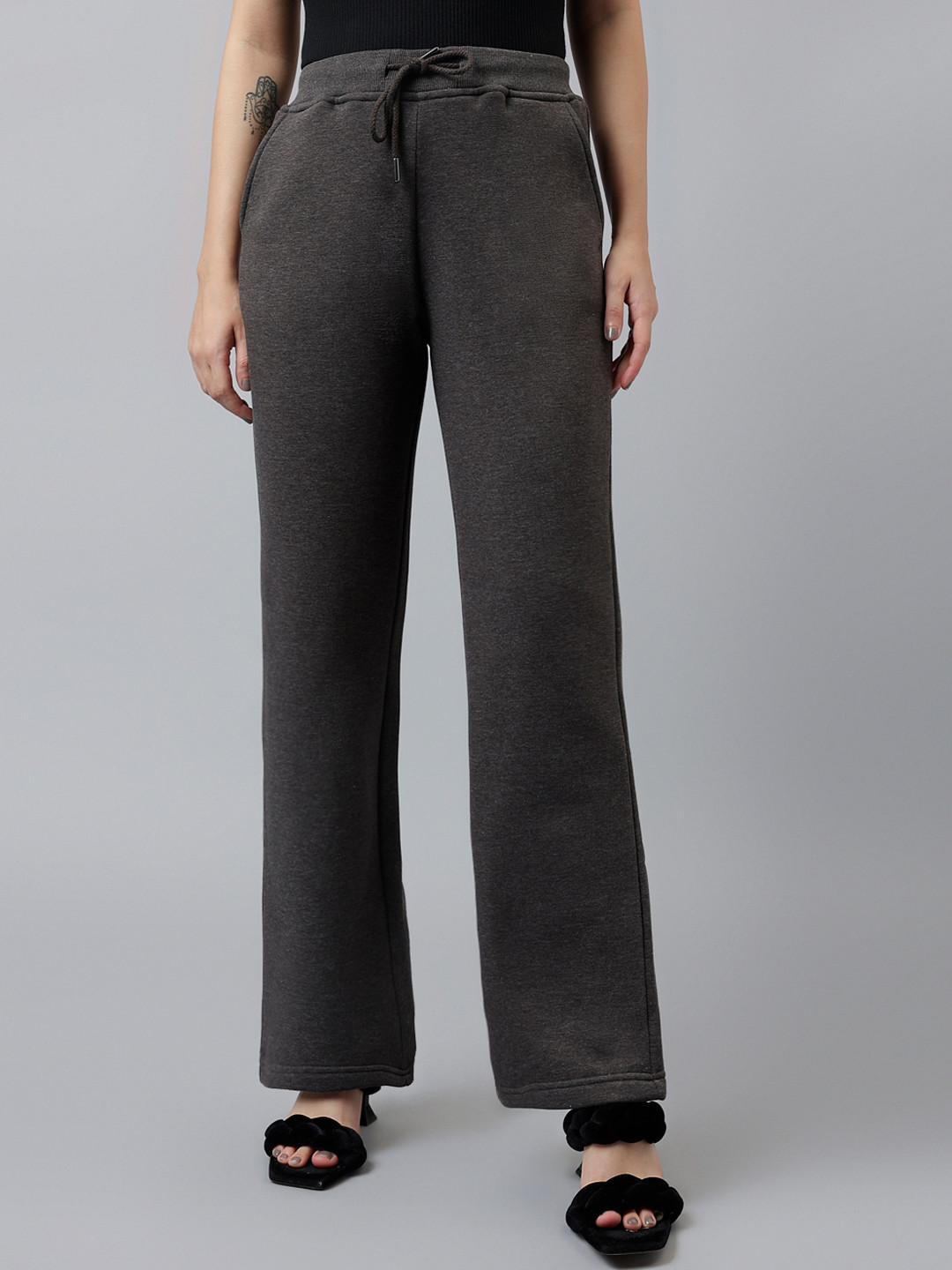 Xpose Women Comfort High-Rise Plain Winter wear Trousers