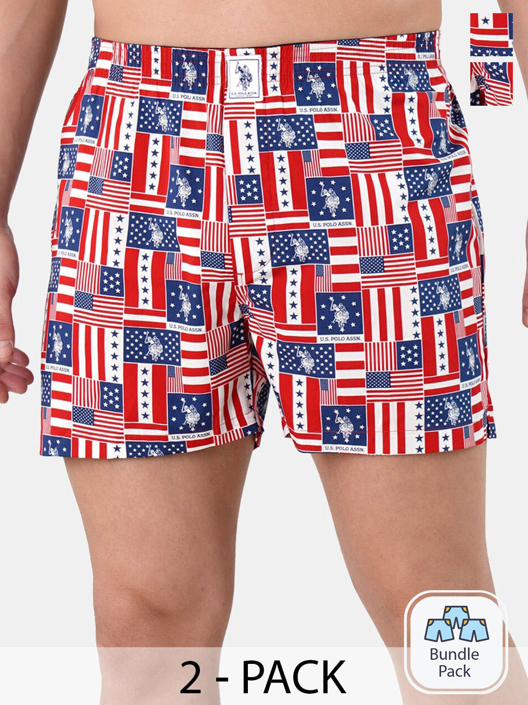 U.S. Polo Assn. Men Pack Of 2 Abstract Printed Mid Rise Pure Cotton Boxers-22596648