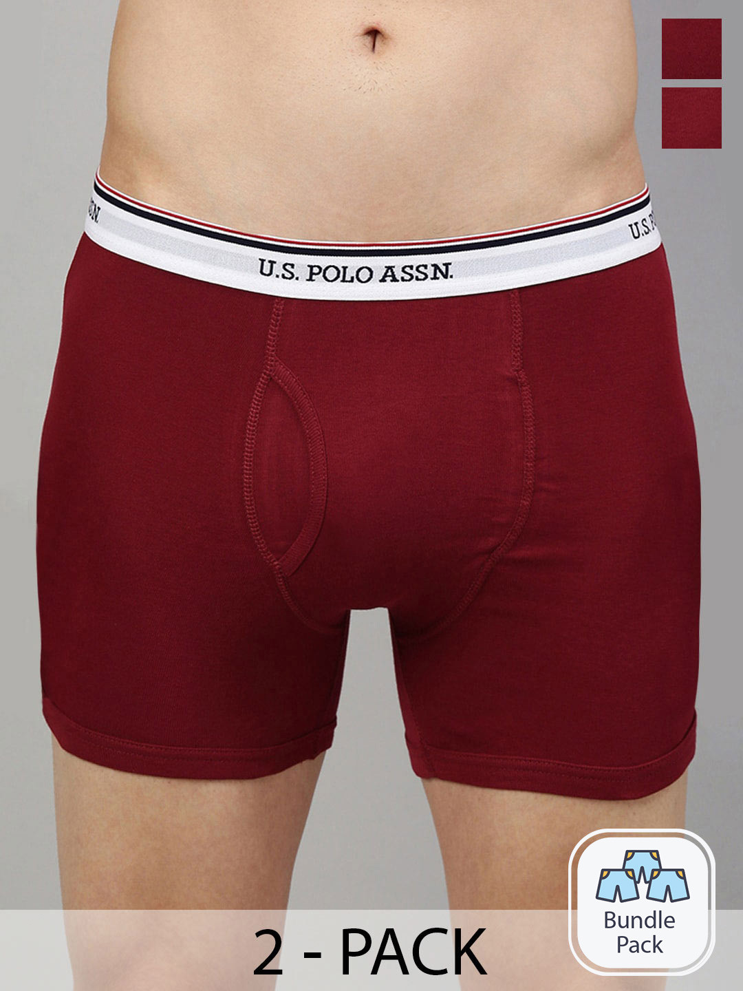 U.S. Polo Assn. Men Pack Of 2 Mid Rise Pure Cotton Trunk-11462724