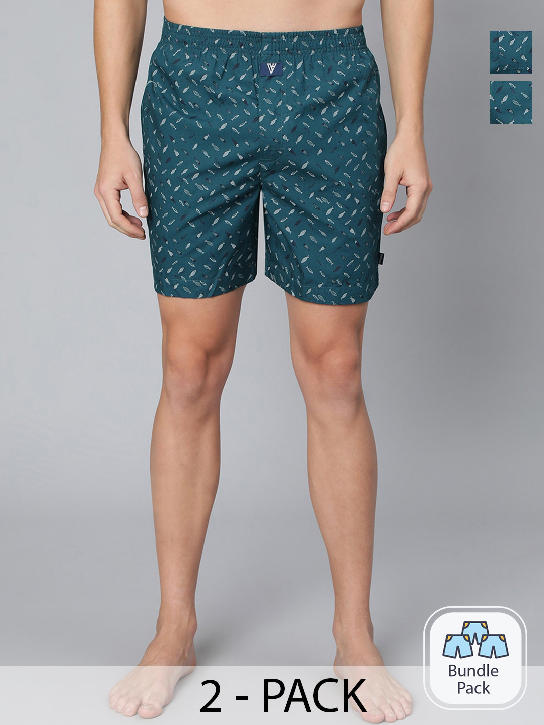 Van Heusen Men Pack Of 2 Conversational Printed Pure Cotton Boxers 15672376-2
