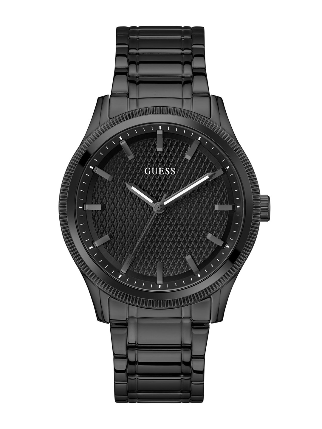 GUESS Men Textured Dial & Stainless Steel Bracelet Style Straps Analogue Watch GW0626G3