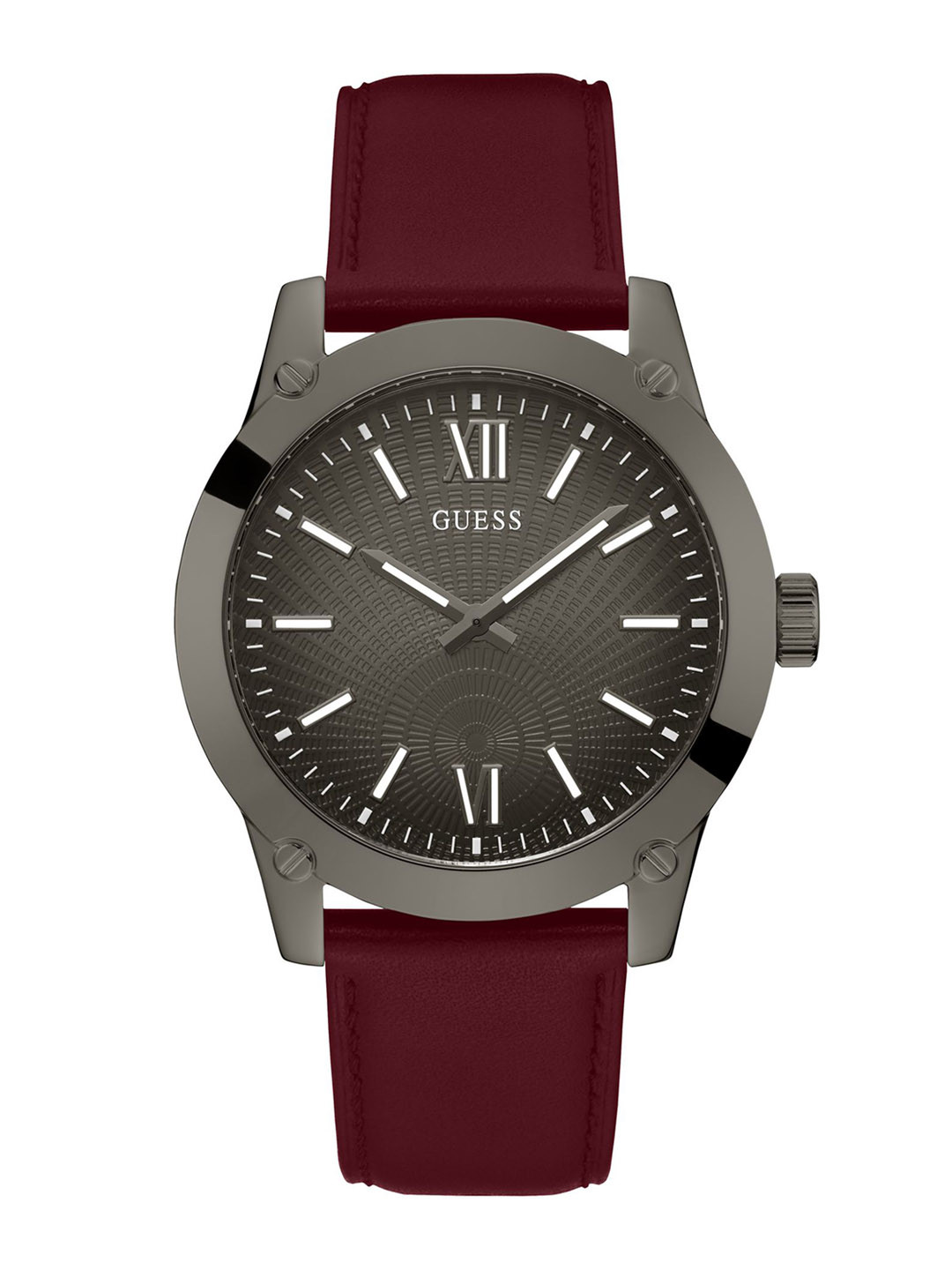 GUESS Men Textured Dial & Leather Straps Analogue Watch GW0628G4