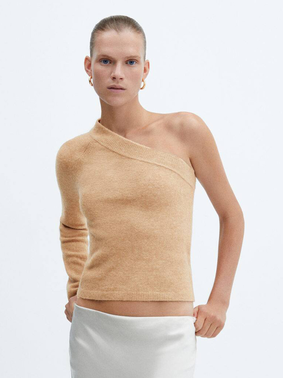 MANGO One Shoulder Crop Pullover