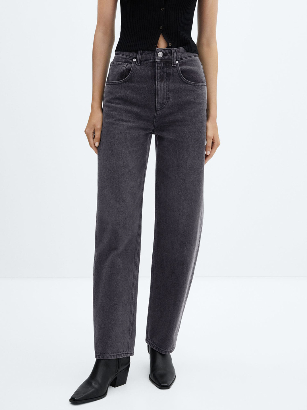 MANGO Women High-Rise Balloon Pure Cotton Jeans