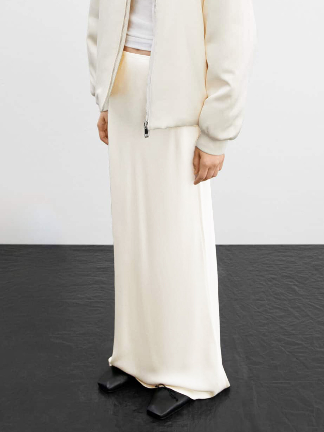 MANGO Satin Finish Maxi Skirt