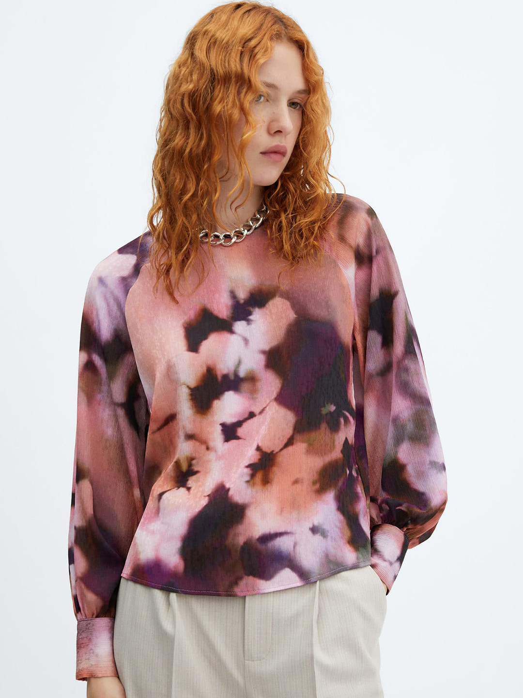 MANGO Floral Print Top